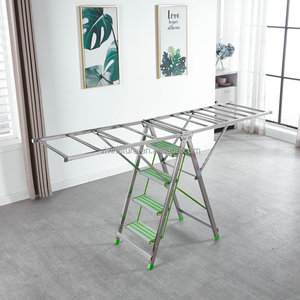 Có thể gập lại vải giá và 4 bước thang với cánh quần áo móc áo giá - Product Image 2