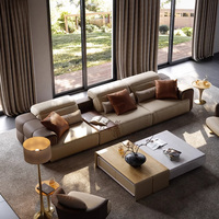 Canapé modulaire sectionnel de luxe en cuir italien Fonction électrique Grand canapé de salon plat pour villa