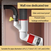 Tuyau de vidange mural à trois voies, déodorant pour égouts, clapet anti-retour, bouchon d'étanchéité 50 mm, double drainage pour machine à laver et lavabo