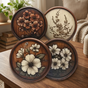 Most Selling Top Quality Customize Square Round <b>Epoxy</b> Wood Resin Coaster With Holder Set Available in Custom Design From India - Product Image 4