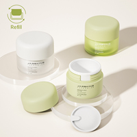 Pot cosmétique rond vide en plastique rechargeable à large ouverture avec couvercle pour crème de soin, 30g 50g, vente en gros