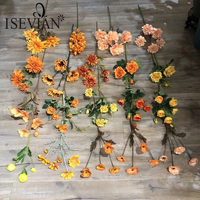 ISEVIAN Soie Longue Tige de Cerisier en gros pour la salle de mariage toile de fond décoration De Mariage Fleurs Oranges