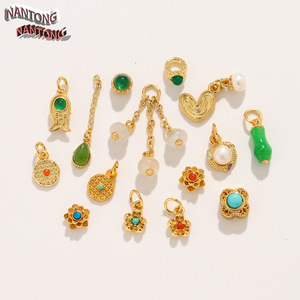 Nantong Natural Stone Charms Flower Heart Fish Shape Bezel Setting DIY Jewelry Accessories Unisex Everyday Wear - Product Image 4