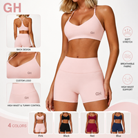 Ensemble de sport brossé GH Wholesale pour femme, coupe ajustée, séchage rapide, course en extérieur, fitness, yoga léger