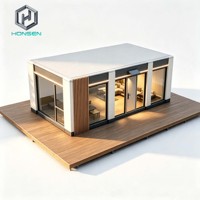 Solárium Modular Prefabricado Moderno para Exteriores, Impermeable, con Techo Plano de Aleación de Aluminio, Ventanas de Piso a Techo y Listones de Madera