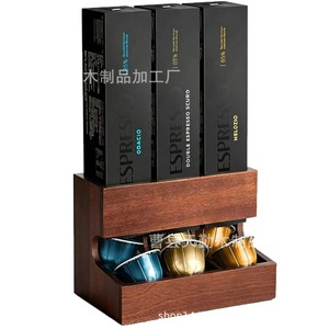 Estante de almacenamiento personalizado para cápsulas de café, organizador de bolsitas de té y refrigerios para encimera de madera, estante de almacenamiento móvil multiusos - Product Image 1