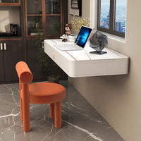 Bureau suspendu en bois extensible et convertible, style moderne et simple, avec tiroir - Bureau mural de luxe