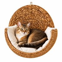 Nid de couchage pour chat en jacinthe d'eau naturelle tressée, suspendu, avec coussin lavable, pour toutes les saisons, confortable, moderne et tendance