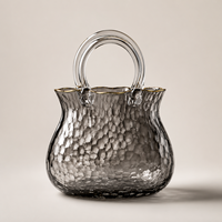 Vases en cristal en gros, motif sac à main, pour fleurs, en écaille de tortue et ambre, centre de table élégant, imprimé léopard, pour mariage