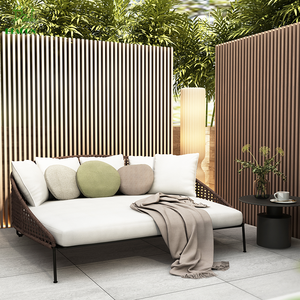 Corde tissée aluminium Double lit de bronzage chaise longue surdimensionnée extérieure imperméable Chaise longue chaise pour hôtel - Product Image 1
