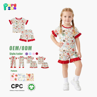 Pyjamas pour enfants en coton biologique 100% personnalisés Puresun, ensembles de vêtements de nuit pour enfants à volants, imprimés de dessins animés, pyjamas d'été pour filles