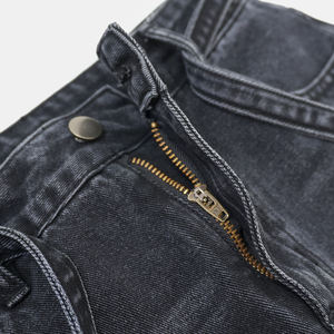 <span class=keywords><strong>Jean</strong></span> taille haute noir-<span class=keywords><strong>gris</strong></span> délavé pour femme, coupe droite ample amincissante, pantalon large - Product Image 5