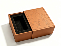 Boîte cadeau rigide à tiroir coulissant de luxe, surface à motif de feuilles en relief, insert en mousse EVA noire personnalisé pour l'emballage de parfums et de cosmétiques