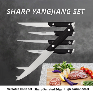 Handmade Multi-functional <b>Sharp</b> Stainless Steel 8-Piece Serrated Edge Kitchen <b>Knife</b> <b>Set</b> for Household Handle Leather Sheath - Product Image 2