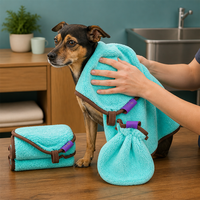 Handuk Mikrofiber Multi-Pet - Daya Serap Tinggi, Cepat Kering, Ekstra Tebal, Berlapis Bulu untuk Memandikan & Membersihkan Anjing, Dapat Disesuaikan