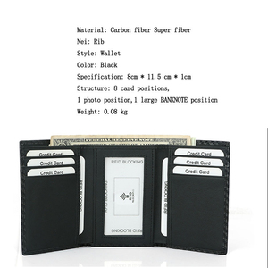 <strong>Best</strong> Seller Slim Carbon Fiber PU Leather RFID Blocking Trifold <strong>Card</strong> Holder <strong>Men</strong> Wallet with ID Window for Cash and <strong>Cards</strong> - Product Image 2