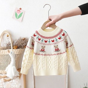 <span class=keywords><strong>Pull</strong></span> coréen Fair Isle pour filles et garçons, motif ours <span class=keywords><strong>de</strong></span> Noël, en acrylique épais, traitement adoucissant, pour le Nouvel An - Product Image 1