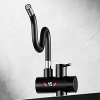 Chauffe-eau électrique instantané 3300W 220V-240V noir, design et finition haut de gamme, avec entrée d'eau par le bas, tuyau de 1/2 pouce