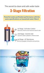 Sistema de filtro de agua por gravedad de 8L para camping, bolsa plegable, purificador de alto flujo para exteriores, para excursiones en grupo y base de acampada, almacenamiento compacto - Product Image 4