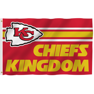 Haute qualité 3x5ft pour équipe de Football <span class=keywords><strong>NFL</strong></span> conception personnalisée bannière Kansas City Chiefs drapeaux 100% Polyester Stock toutes les équipes - Product Image 1