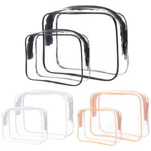 <b>Transparent</b> PVC Toiletry <b>Bag</b> Set – Waterproof Travel <b>Makeup</b> Organizer with Zipper, 2-Piece (L+XL) - Product Image 2