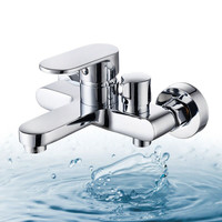 Robinets mitigeurs de douche carrés chromés modernes, à levier unique, en laiton, pour baignoire, vente en gros