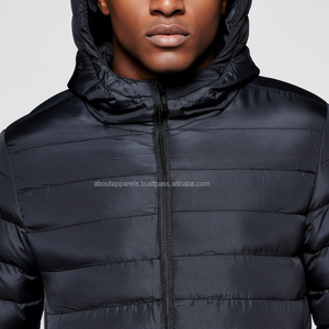 Nouveau élégant matelassé rembourré bouffant veste d'hiver hommes imperméable en cuir fourrure décoration capuche col court taille personnalisable - Product Image 1