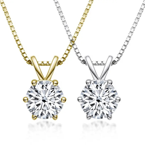 Livraison Rapide Collier Pendentif Classique à Six Griffes en Argent Sterling 925 Plaqué Or 18 carats avec Moissanite VVS de 6,5 mm, 8 mm, 9 mm - Product Image 2