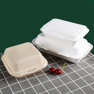 Caixas de Papel Biodegradáveis Descartáveis de Bagaço de Cana-de-Açúcar para Hambúrguer e Embalagens Clamshell para Viagem - Product Image 4