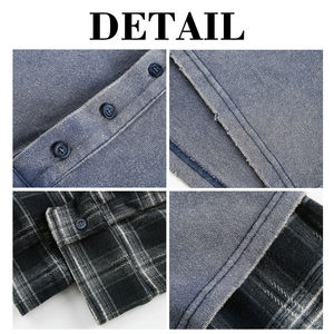 Camiseta KingSen de Alta Calidad, Cuello Redondo, Doble Capa, Mangas a Cuadros, Diseño con Botones, Ecológica, Antiarrugas, 100% Algodón, Estilo Hip Hop - Product Image 6