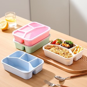 Four <b>Compartment</b> <b>Lunch</b> <b>Box</b> Rectangle Plastic Lid Microwave Safe Portable For Students Office Workers - Product Image 1