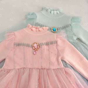 Ropa para Niña, Otoño Invierno, Nuevo Suéter de Punto de Algodón de Manga Larga, Vestidos de Princesa con Tul para Fiesta de Cumpleaños - Product Image 6