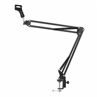 Bras de microphone pliable 35 cm à double ressort, support de micro réglable à pince de bureau pour podcast, jeux, enregistrement et diffusion en direct