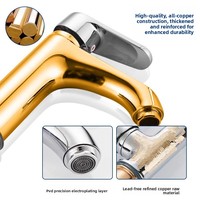 Robinet de salle de bain en laiton, robinet d'eau chaude et froide tout en cuivre pour lavabo, robinet d'évier domestique, monotrou deux-en-un