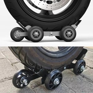 Chariot pliable robuste pour roues de moto - Chariot de déplacement de pneus à 5 roues avec outils pour réparation d'éclatement de pneus et transport d'urgence de véhicules - Product Image 4