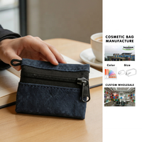 Tas Kosmetik Mini Kanvas Berlapis Lilin dengan Logo Kustom, Kompartemen Utama Tahan Lama, Organizer Serbaguna, Kantong Makeup, Dompet untuk Penggunaan Sehari-hari