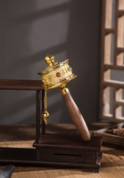 Roue à manivelle pour sutra, style bouddhiste tibétain, avec mantra et caractères de temple, en plastique