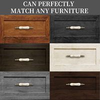Poignées et boutons en céramique à motif marbre vintage avec trou central pour tiroirs de cuisine et meubles anciens