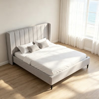 Lit capitonné en tissu doux et réglable, design moderne, taille King/Queen, panneau multicouche en pin, couleur personnalisable, installation simple