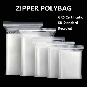 Custom GRS Certified Recycled Zipper <b>Polybag</b> Tear Resistant Apparel Packaging Bag With Logo Eco Friendly Garment Packing Bag OEM - Product Image 3