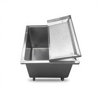 Chariot de stockage carré mobile en acier inoxydable grande capacité pour farine et ingrédients, avec roulettes, pour usine alimentaire
