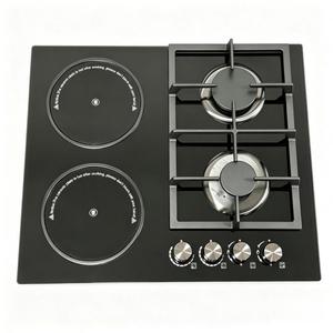 Placa de Cocción Híbrida Integrada con 2 Quemadores de Gas y 2 Eléctricos, con Vidrio Templado y Superficie de Cerámica para Uso en Exteriores y en Mesa - Product Image 1