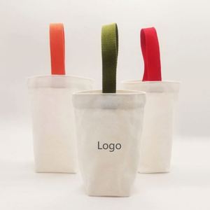 Custom Logo Plain <b>Small</b> Canvas Handbag for <b>Water</b> <b>Bottle</b> Cover Eco-friendly Cotton Shopping Bag - Product Image 1