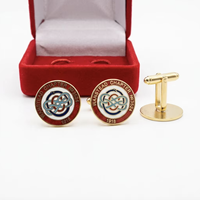 Boutons de manchette et épingles de revers personnalisés avec logo, en métal plaqué or moderne, pour costumes masculins, avec emballage en boîte de velours