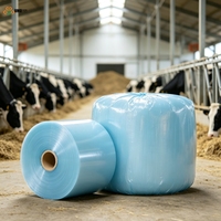 Film d'emballage agricole bleu pour ensilage, fabricant sur mesure, film étirable pour balles, vente en gros