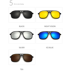 Lentes de Sol TAC Doradas 5 en 1 con Clip Magnético, Monturas de Gafas Ópticas TR90 con Clip Polarizado para Hombre - Product Image 3