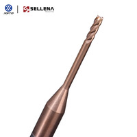 Fraise à queue en carbure monobloc HRC55 ISO à 4 dents, à micro-rayon d'angle, col long, 1mm 1.5mm 2mm R0.1 R0.5, outil de coupe CNC mini OEM
