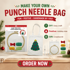 Kit de couture éducatif DIY pour sac fourre-tout en toile à broder au poinçon, motif sapin de Noël mignon, idéal pour cadeau de Noël, marque <span class=keywords><strong>VOSAN</strong></span> - Product Image 2