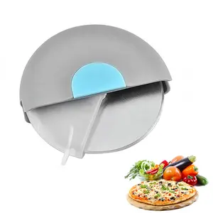 Handheld Round Pizza Slicer Pizza Cutter Wheel with Protective Blade Cover & Slip Resistant Handle