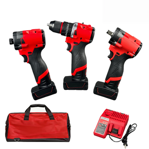 Juego de Herramientas Eléctricas de Impacto de 12V, Taladro Atornillador, 3 Piezas, con Batería de 5.0Ah y Cargador, Kit de Herramientas Compacto de Doble Propósito - Product Image 1